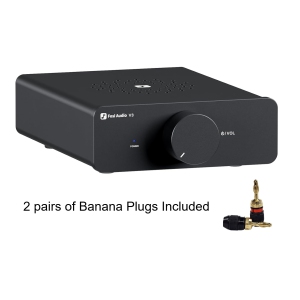 Fosi Audio V3 Stereo Amplifier Home Audio 300 Watts x2 Power TPA3255 Class D Mini Speaker Amp with 32v Power Supply (Bonus 2 Pairs of Banana Plugs Included)