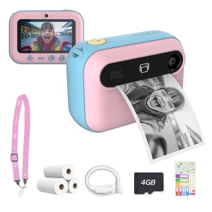 New myFirst Camera Insta 20 - Instant Print Digital Camera for Kids with 16MP Photos, Video 1080P, Selfie Lens, Thermal Printing No Ink, MicroSD Card (Cotton Candy)