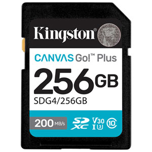 Kingston Canvas Go! Plus 256GB 200MB/s U3 V30 SDXC Memory Card