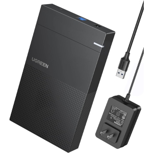 UGREEN 3.5/2.5 Inch External Hard Drive Enclosure with USB 3.0, UASP, and 12V Power Adapter for SSD/HDD, Tool-Free Installation, Heat Dissipation