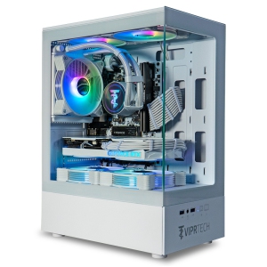 ViprTech Stryker 4.0 Liquid-Cooled PC - AMD Ryzen 7 (4.4GHz Turbo), NVIDIA RTX 5060 8GB, 16GB DDR4, 1TB SSD, WiFi BT, Win 11 Pro, Gaming Desktop Computer Prebuilt, Arctic White
