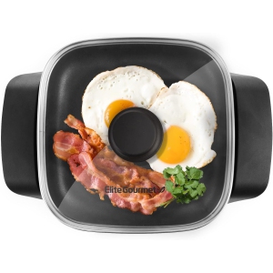 Elite Gourmet EG808 8” x 8" Electric Skillet with Non-Stick Surface, Dishwasher Safe, Tempered Glass Lid, 600W