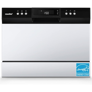COMFEE 6 Place Settings Portable Top-Control 8 Washing Programs Dishwasher ENERGY STAR - Ivory White