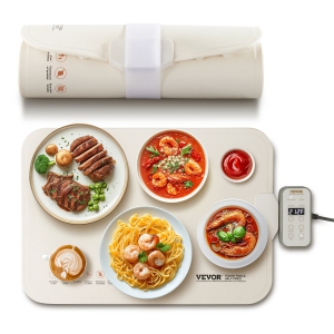 VEVOR Electric Warming Tray, Food Warming Mat, Rollable & Portable Silicone Food Warmer with 4 Adjustable Temperature Settings, Auto Shut-Off & Child Lock, Perfect for Parties
