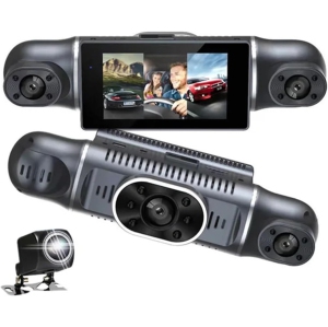 4CH Car Camera 1080P Front Left Right Rear View Camera with Night Vision Loop Recording Parking Monitor (4 Lenses 64G Card)