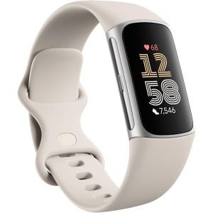 Fitbit Charge 6 Fitness Tracker with Heart Rate Monitor & Activity Tracking – Built-in GPS – Silver/White
