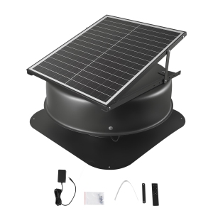 VEVOR 40 W Solar Attic Fan,1230 CFM Large Air Flow Solar Roof Vent Fan, Low Noise and Weatherproof with 110V Smart Adapter, Ideal for Home, Greenhouse, Garage, Shop, RV, FCC Listed