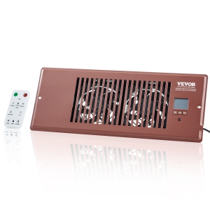 VEVOR 4” x 12” Register Booster Fan, Quiet Vent Booster Fan Fits Register Holes, with Remote Control and Thermostat Control, Adjustable Speed for Heating Cooling Smart Vent, Brown