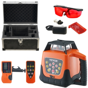VEVOR 1650ft Laser Level, 360 Degree Self Leveling Red Cross Line Laser, 5 Rotation Speeds & 4 Scanning Angles, IP66, Remote Control Manual Self-leveling Mode, Battery Included