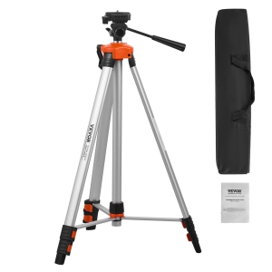 VEVOR Laser Level Tripod, ¼ x 20 Thread Mount, 27.36-68.11 inch Height Adjustment with Integrated Level Bubble Lightweight Laser Scanner Stand, Retractable Legs Aluminum Tripod