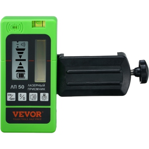 VEVOR Laser Receiver, 197 ft Working Range, Green Laser and Red Beam Detector for Pulsing Line Lasers, Customizable Speaker & Dual LCD Display & Built-In Bubble Level with Clamp