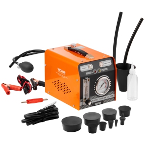 VEVOR Automotive Smoke Machine Leak Detector, EVAP Smoke Machine Leak Tester with Built-in Air Pump, Pressure Gauge&Flow Meter, Dual-Mode Diagnostic Leak Detector for Vacuum, Fuel