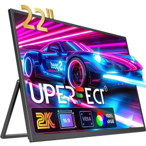 UPERFECT 22" QHD 2560x1440 Moniteur portable 2K FreeSync IPS HDR Affichage de jeu avec 180° Stand réglable USB-C & HDMI pour Ordinateur portable, Commutateur, Téléphone