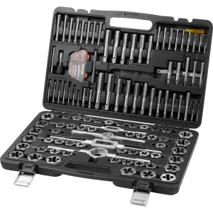 VEVOR 116-Piece Tap and Die Set, Include Metric and SAE Size, Bearing Steel Taps and Dies, Essential Threading Tool for Cutting External Internal Threads, with Complete Accessories