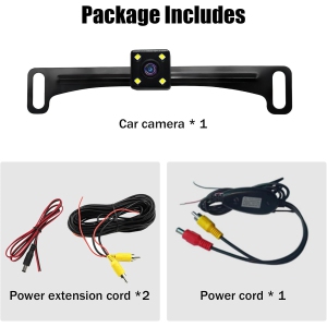 Car reversing rear view camera, waterproof level is IP68, diagonal is 170°, equipped with 4-light CCD reversing camera mirror with dynamic track and flower head