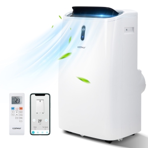 Costway 3-in-1 Portable Air Conditioner - 12000 BTU (450 sq ft Coverage) - 55dB, Heat, Window Kit - White