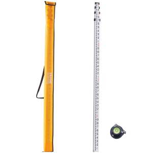 VEVOR 14-Feet/10ths Aluminum Grade Rod, 6 Sections Telescopic Measuring Rod,Double-Sided Scale 1/10 ft Leveling Rod Stick,Aluminum Alloy Survey Rod w/ Bubble Level&Carrying Bag