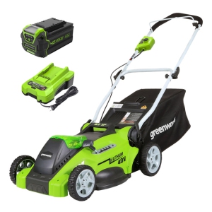 Greenworks 40V 16" Cordless Push Lawn Mower, 4.0 AH Battery and Charger Included [75+ Compatible Tools]