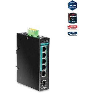 TRENDnet TI-PG541 5-port Hardened Industrial Gigabit PoE+ DIN-Rail Switch (TI-PG541)