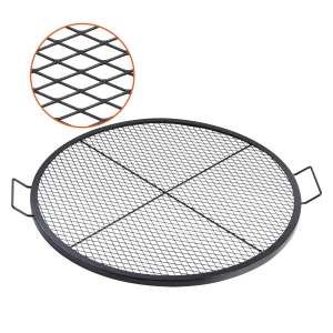 VEVOR X-Marks Fire Pit Grill Grate, Round Cooking Grate, Heavy Duty Steel Campfire BBQ Grill Grid with Handle and Support X Wire, Portable Camping Cookware for Party, 36 Inch Black
