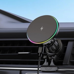YOULIGHTS Car Magnetic Wireless Charger, 15W Fast Charging Phone Holder, 360° Adjustable for Charger and Air Vent, Compatible with iPhone 16 15 14 13 12 Pro Max Plus