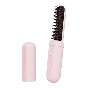 Negative ion electric straight hair comb does not damage hair curling iron wireless portable clamp wet and dry dual-use fluffy artifact(light green)