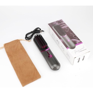 Hair Straightener Cordless USB Charging Mini Wireless Hair Straightener for Women and Men Comb Curl Straight Dual Use Travel Portable(Gray)