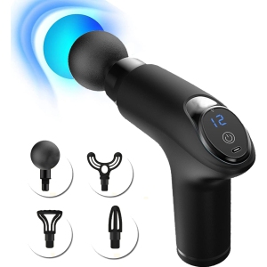 Massage Gun Deep Tissue Percussion Muscle Massage Gun, Ultra Quiet Portable Electric Sports Massager Handheld with 4 Massage Heads (Classic Black)