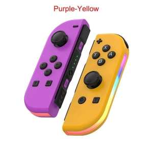 Game controller colorful RGB lighting effect wake up 5.2 Bluetooth vibration somatosensory——Purple Yellow