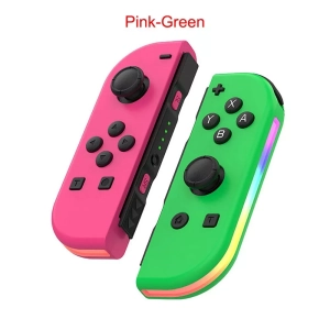 Game controller colorful RGB lighting effect wake up 5.2 Bluetooth vibration somatosensory——Pink Green