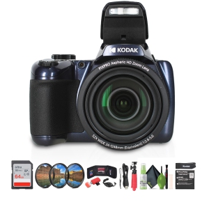 Kodak Pixpro AZ528 Digital Camera in Blue (AZ528MB) Bundle with Accessories