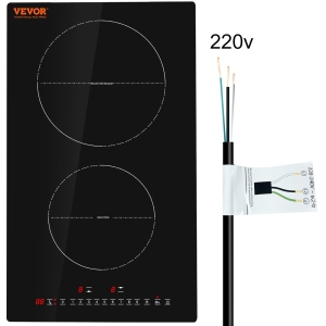 VEVOR 12'' Electric Cooktop,2 Burners,Induction Stove Top,Built-in Magnetic Cooktop 3000W, 9 Heating Level Multifunctional Burner, LED Touch Screen with Over-Temperature Protection
