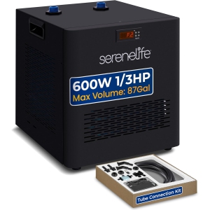 SereneLife Cold Plunge Chiller System - 1/3 HP 600w, 79 Gal Max Volume Ice Bath Water Chiller with Quiet Design Cooling Refrigeration Compressor