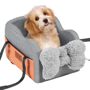 VEVOR Console Dog Car Seat, Center Console Dog Booster Seat for Small Dog, Pet Car Seat for Car Armrest with Clip-On Leash, Adjustable Straps, Supports up to 8lbs, Dark Gray