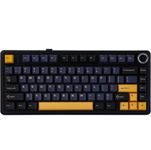 Mechanical Keyboard, 75% Wireless Hot Swappable Gaming Keyboard with Five-Layer Pad and Knob, Bluetooth/2.4GHz/USB-C, RGB Black