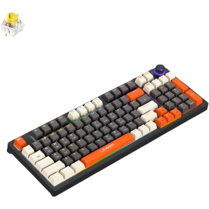 Mechanical keyboard gaming keyboard wireless 96-key hot-swappable Bluetooth keyboard 5.0/2.4G/wired with keycap puller white gray orange( yellow axis)
