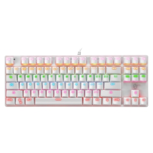 Mechanical keyboard 87 keys wired USB gaming e-sports mechanical keyboard blue axis-White