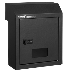 VEVOR 12" Through The Door Key Drop Box, Heavy Duty Steel Through the Door Mailbox with Combination Lock, Mail Drop Box, Black