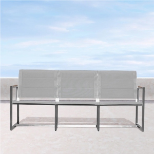 Krikacy Stainless Steel Teak Outdoor Three Seater Sofa, All Weather Furniture, Modern, Silver