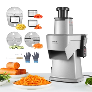 VEVOR Electric Vegetable Slicer, 4 in 1 Multifunctional Food Cutter, 200W Vegetable Chopper for Slicing Shredding Dicing and Slitting, with Cut-Resistant Gloves