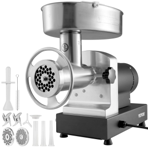 VEVOR 992 Lb/H Capacity Electric Meat Grinder, 1100W (4600W MAX) Carbon Steel Industrial Meat Mincer with 2 Blade, 3 Grinding Plates, Sausage Maker & Kubbe Kit , ETL Listed
