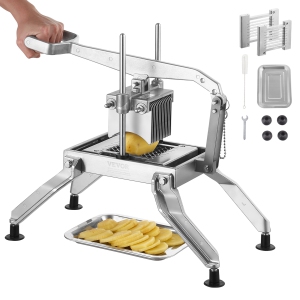 VEVOR Commercial Vegetable Slicer, 3/8" and 3/16" Tomato Slicer, Stainless Steel and Aluminum Alloy Vegetable Cutter Slicer, Manual Tomato Slicer with Non-slip Feet, for Tomatoes