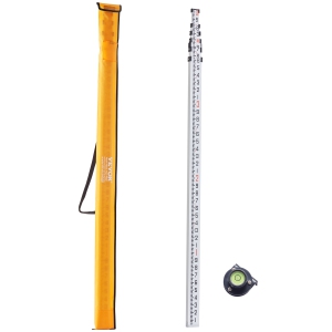 VEVOR 20-Feet/10ths Aluminum Grade Rod, 6 Sections Telescopic Measuring Rod,Double-Sided Scale 1/10ft Leveling Rod Stick, Aluminum Alloy Survey Rod w/ Bubble Level &Carrying Bag
