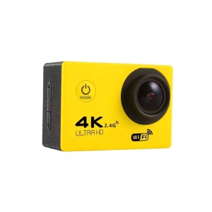 4K UHD Sports Camera - 12MP, 2-inch Display, Waterproof to 30M, Ideal for Water & Outdoor Sports with WiFi Remote（yellow）