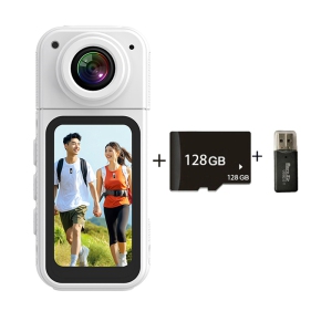 white Thumb Camera 2.7K Quality 180° Rotating DV HD Outdoor Sports Magnetic Camera [128GB]