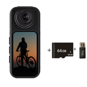 [64GB] Thumb Camera 2.7K Quality 180° Rotating DV HD Outdoor Sports Magnetic Camera (White)