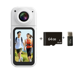 [64GB] Thumb Camera 2.7K Quality 180° Rotating DV HD Outdoor Sports Magnetic Camera (White)