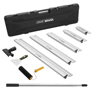 VEVOR 10/16/24/32/40 in Drywall Skimming Blade Set, Skimming Blades + 34-81.6 in Extension Handle Pole, Stainless Steel Knife Professional Skim Coat Tools, for Gyprock/WallBoard