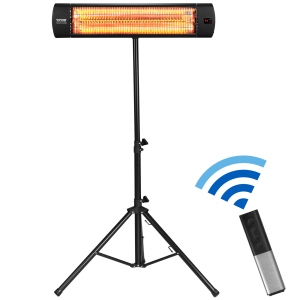 VEVOR 1500W Infrared Remote Control Electric Space Heater,LED Screen Patio w/ 3 Speeds & Timer,Outdoor/Outdoor for Porch,Dining Room,Studio,with Stand & Mount to Ceiling/Wall,34in
