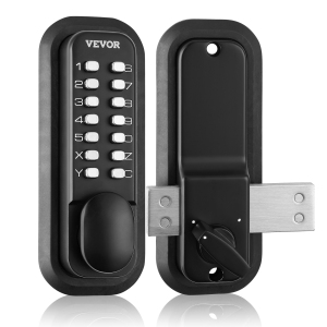 VEVOR 14 Digit Keypad, Mechanical Keyless Entry Door Lock, Water-proof Zinc Alloy, Outdoor Gate Door Locks Set with Surface-mounted Latch, Keypad and Knob, Easy to Install